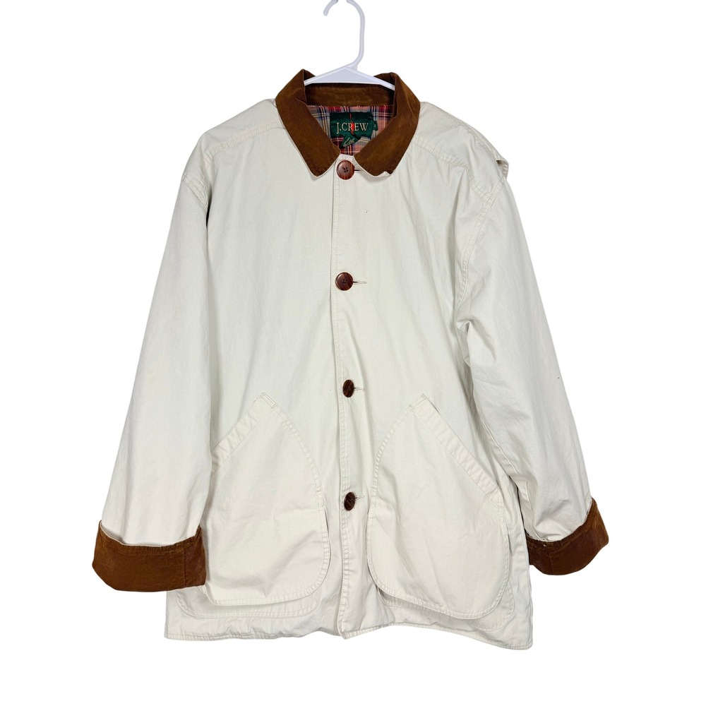 J.Crew Mens Barn Coat Size M Off-White Vintage Country Farm Outdoor Field Jacket